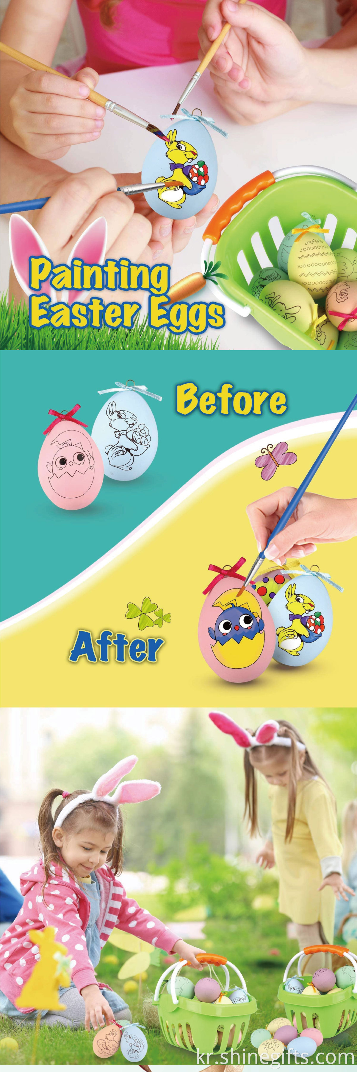 New Design Diy Doodle Toys Easter Egg Decorator Kit Plastic Rabbit Painting Egg For Children